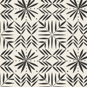southwest geometric _ creamy white_ raisin black 02 _ black and white artistic snowflake 