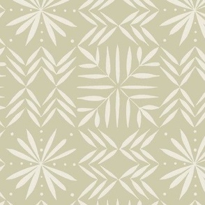 southwest geometric _ creamy white_ thistle green _ hand drawn artistic snowflake 