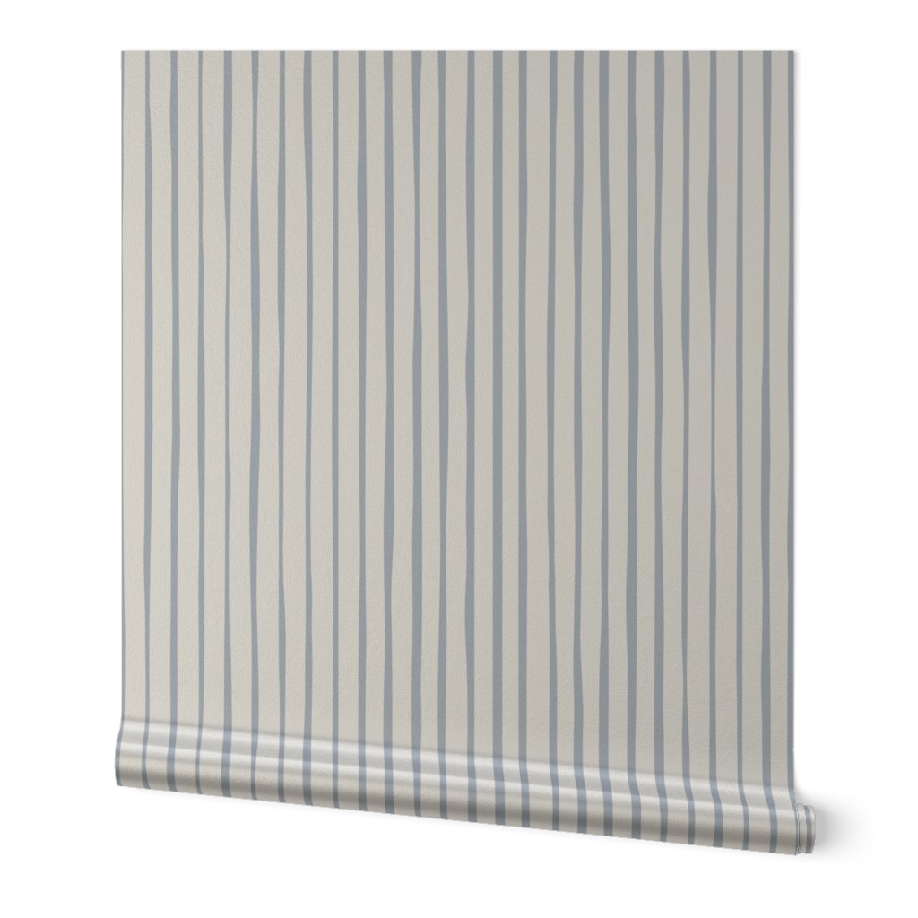 stripes - creamy white _ french grey blue - hand drawn imperfect geometric