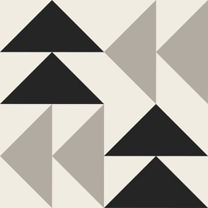triangles 03 - cloudy silver taupe _ creamy white _ raisin black - simple clean geometric