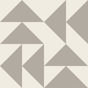 triangles 03 - cloudy silver taupe _ creamy white - simple clean geometric