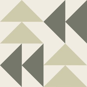 triangles 03 - creamy white _ limed ash _ thistle green - simple clean geometric