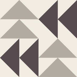 triangles 03 - cloudy silver taupe _ purple brown - simple clean geometric