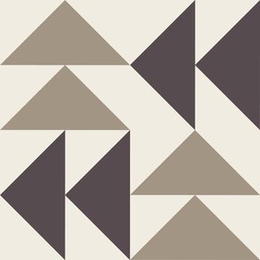 triangles 03 - creamy white _ khaki brown _ purple brown - simple clean geometric