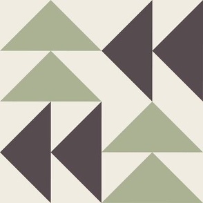 triangles 03 - creamy white _ light sage green _ purple brown - simple clean geometric