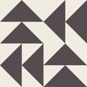 triangles 03 - creamy white _ purple brown - simple clean geometric