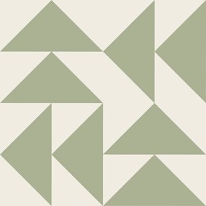 triangles 03 - creamy white _ light sage green - simple clean geometric