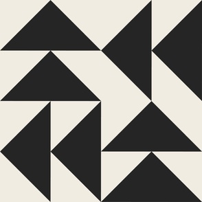 JUMBO triangles 03 - creamy white _ raisin black - simple clean geometric