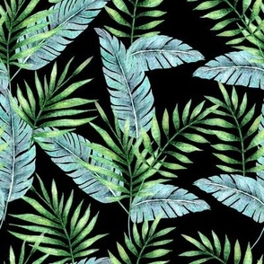 Tropical palm monstera leaves botanical exotic elegant watercolor