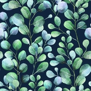 Tropical eucalyptus leaves botanical exotic elegant watercolor