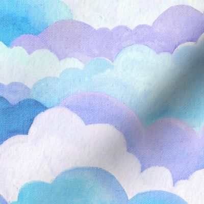 Dreamy Cloudscape in Lavender Purple, Aqua and Blue Large