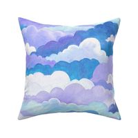 Dreamy Cloudscape in Lavender Purple, Aqua and Blue Large