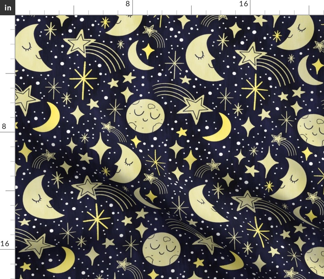 Goodnight Moon & Stars | LG Scale | Yellow, Navy Blue