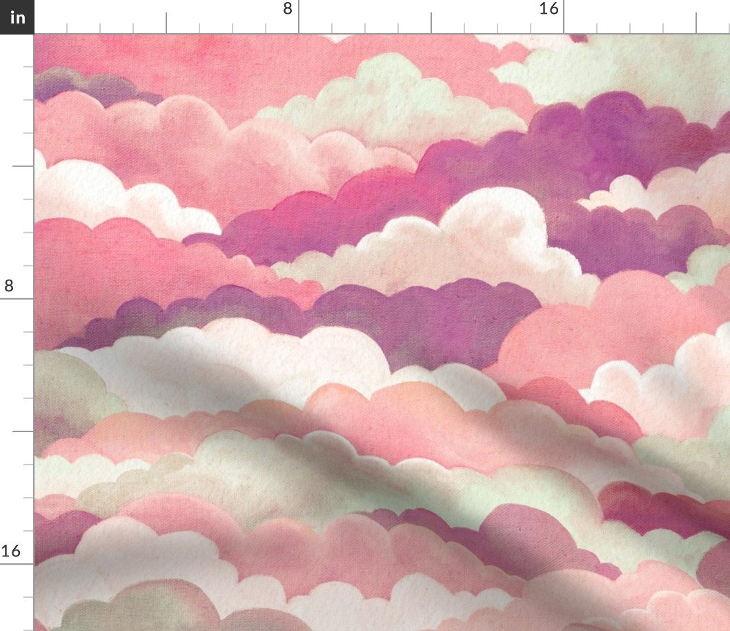 Dreamy Sunset Cloudscape in Peach, Pink, Cream and Mauve Large