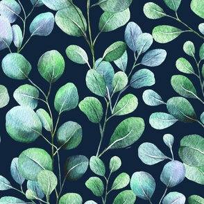 BIG SIZE Tropical eucalyptus leaves botanical exotic elegant watercolor