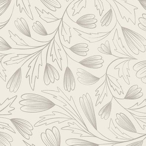 flowing flowers - cloudy silver taupe _ creamy white 02 - pretty floral