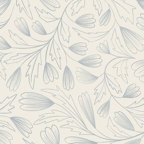 flowing flowers - creamy white _ french grey blue 02 - pretty floral