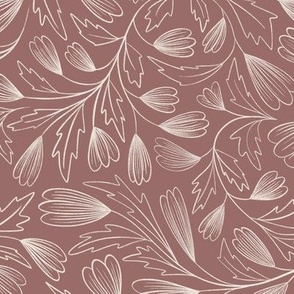 flowing flowers - copper rose pink _ creamy white - pretty floral