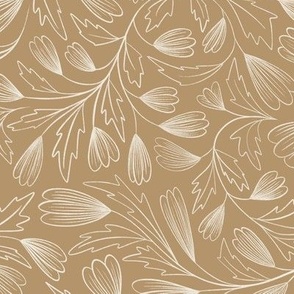 flowing flowers - creamy white _ lion gold mustard - pretty floral