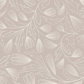 flowing flowers - creamy white _ silver rust blush - pretty floral