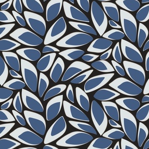 Abstract Leaves (Eggshell and Blue on Black)