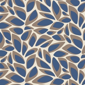 Abstract Leaves (Blue on Cream)