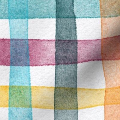 french country gingham - watercolor bohemian plaid wallpaper