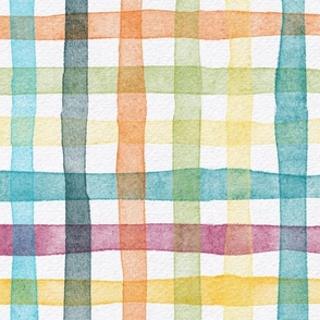 french country gingham - watercolor bohemian plaid wallpaper