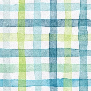french country gingham - caribbean mix - watercolor seaside plaid wallpaper