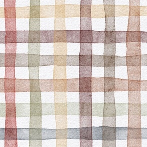 french country gingham - watercolor earthy plaid wallpaper