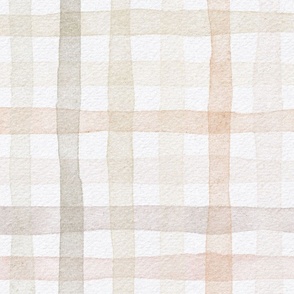 french country gingham - watercolor modern neutrals plaid wallpaper