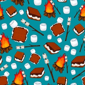 Large Scale Campfire S'mores on Turquoise