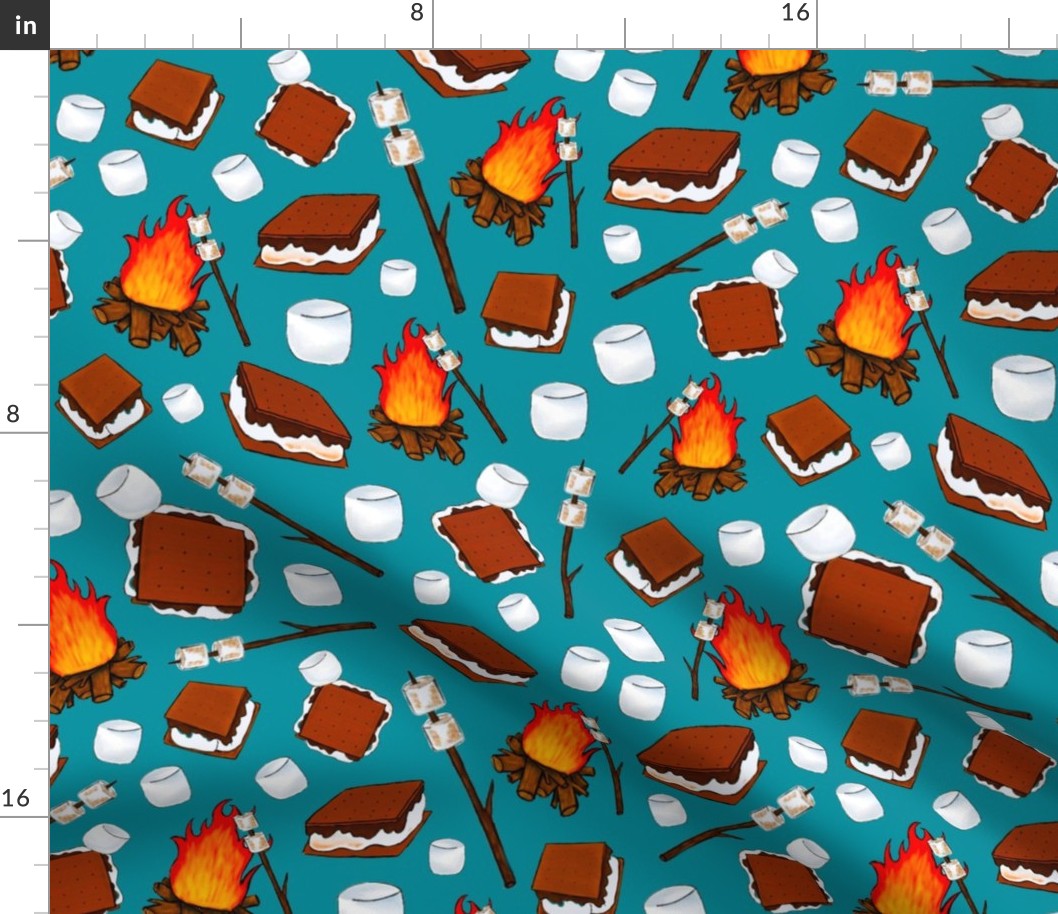 Large Scale Campfire S'mores on Turquoise
