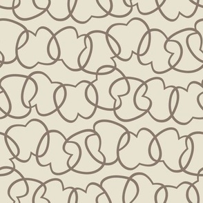 Tangled Apple, taupe on cream (Medium) – linear abstract fruit  – harvest table