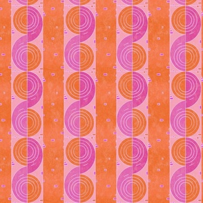 Aint That Jiggy Pink and Orange Swirls - Preppy Pink and Orange Swirls with Pink and Orange Stripes  -- 14.04in x 11.67in repeat -- 150dpi (Full Scale)