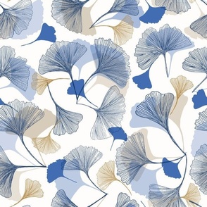 Ginkgo Biloba drawing - blue WALLPAPER