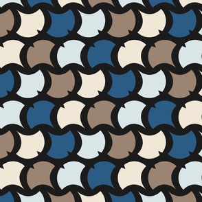 Autumn Ginkgo Leaf Pattern in Blue and Brown (large)