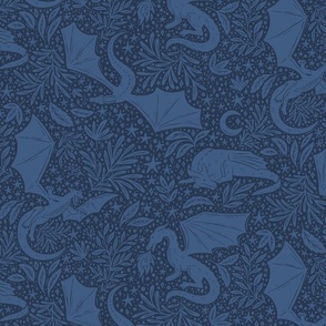 Dragons Botanical - dark blue - medium