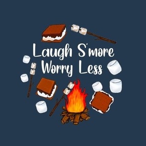 6" Circle Panel Laugh S'more Worry Less Cute Campfire S'mores for Embroidery Hoop Projects Quilt Squares