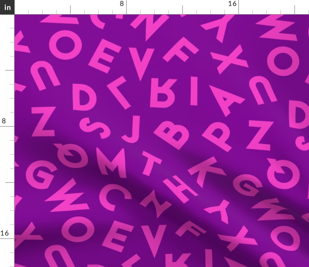 80s alphabet neon pink on purple