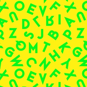 80s alphabet neon green on yellow