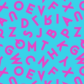 80s alphabet neon pink on turquise