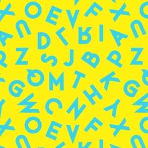 80s alphabet turquise on yellow