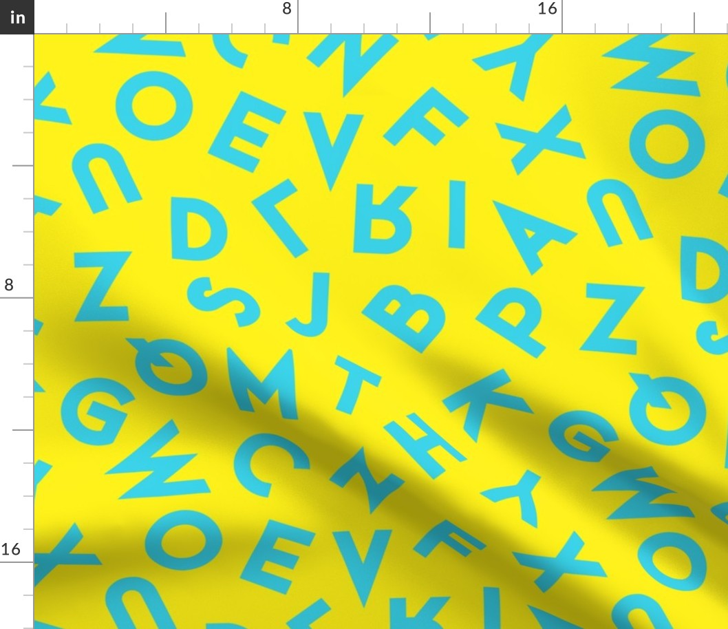 80s alphabet turquise on yellow