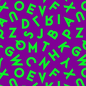 80s alphabet neon green on purple