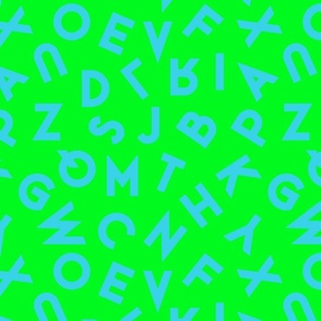 80s alphabet turquise on neon green
