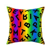 80s alphabet black on rainbow