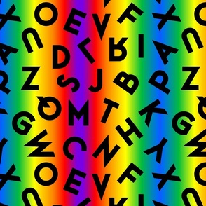 80s alphabet black on rainbow