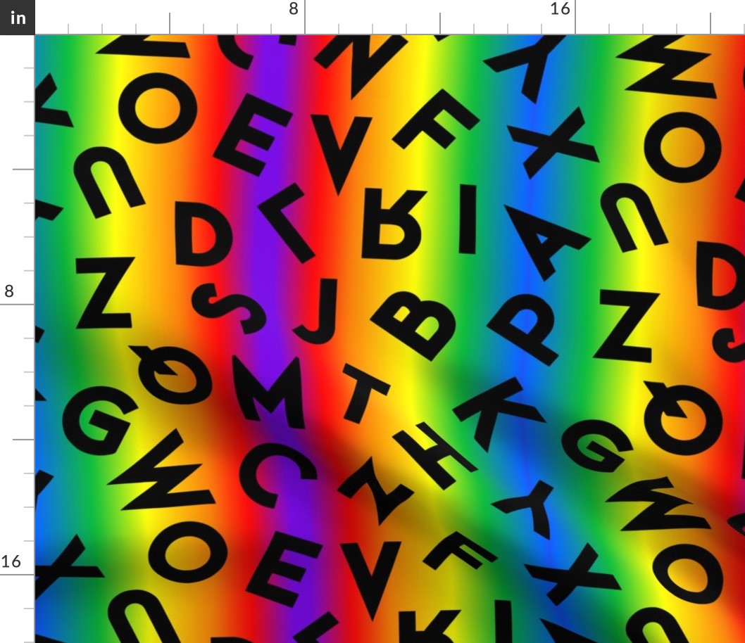 80s alphabet black on rainbow