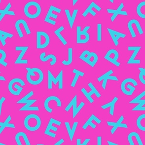 80s alphabet turquise on neon pink